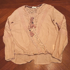 Taylor & Sage Women's Tunic Blouse, Size Small, Crochet Accent Pink A2